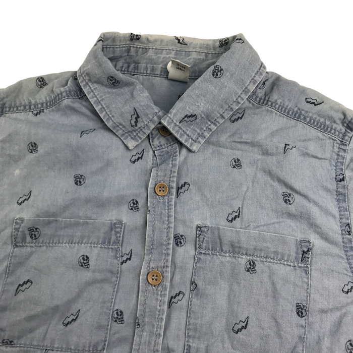 Tu 11 years greyish blue skulls short sleeve shirt