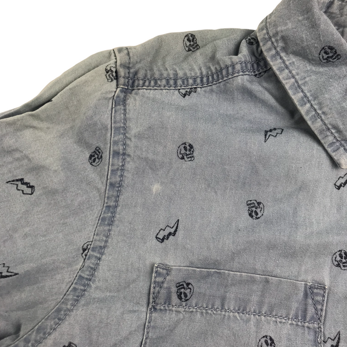 Tu 11 years greyish blue skulls short sleeve shirt