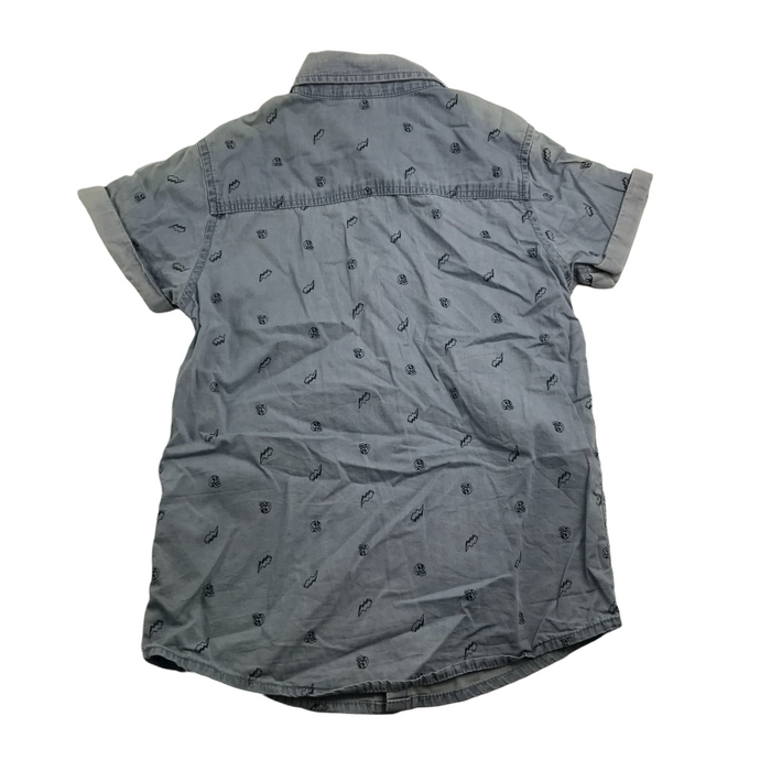 Tu 11 years greyish blue skulls short sleeve shirt