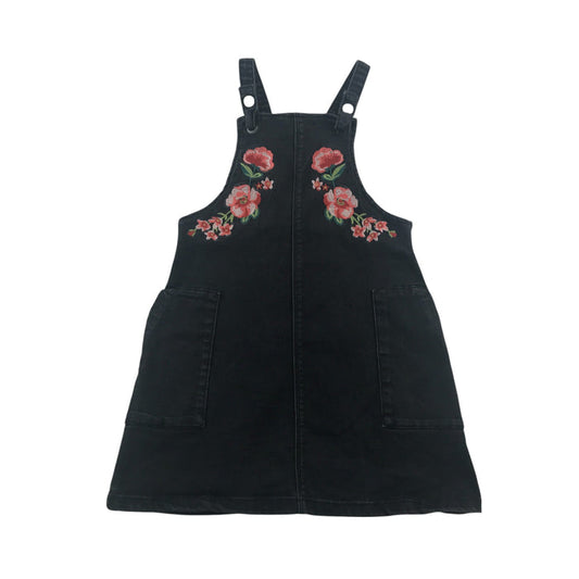 Tu 4-5 years black roses dungaree dress