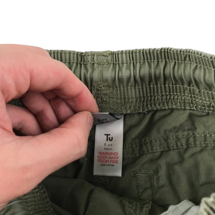 Tu 5-6 years khaki green plain cotton shorts