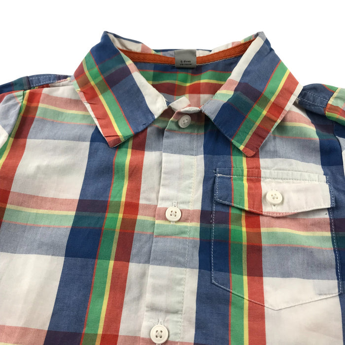 Tu 5-6 years white and orange checked buttoned cotton shirt