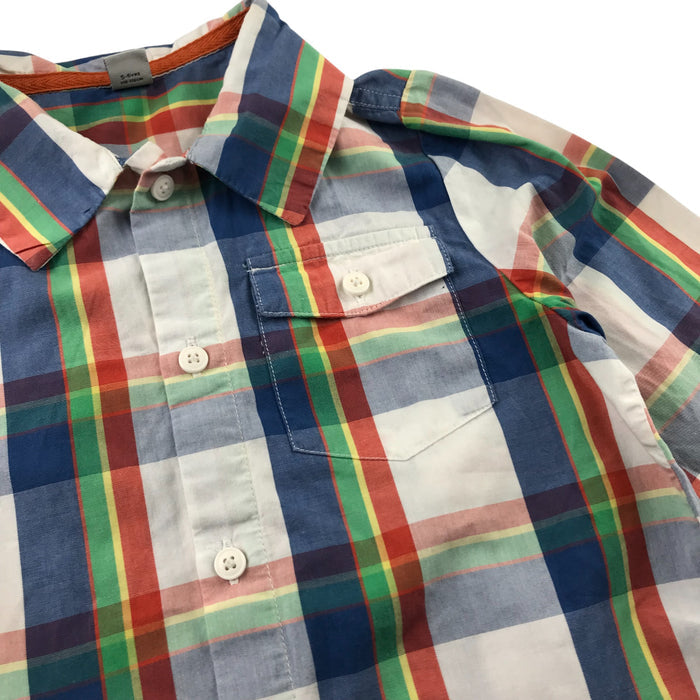 Tu 5-6 years white and orange checked buttoned cotton shirt