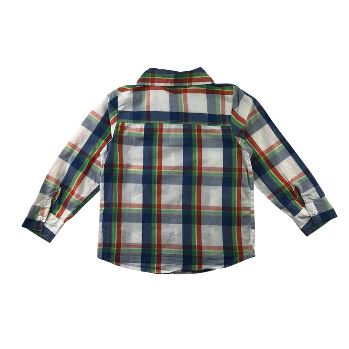 Tu 5-6 years white and orange checked buttoned cotton shirt