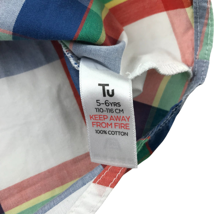 Tu 5-6 years white and orange checked buttoned cotton shirt