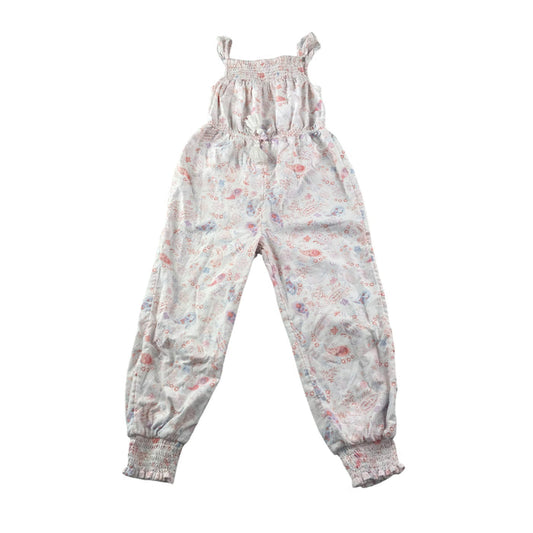 Tu 7-8 years white floral cuffed legs jumpsuit