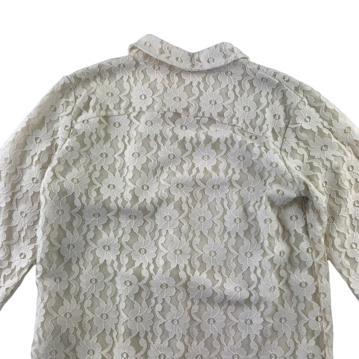 Tu 9-10 years white lace diagonal zipper blouse