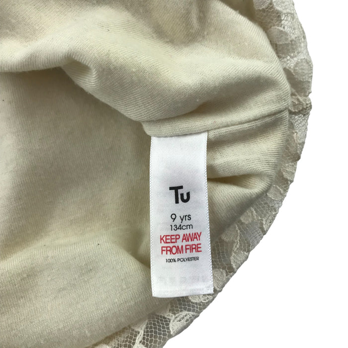 Tu 9-10 years white lace diagonal zipper blouse