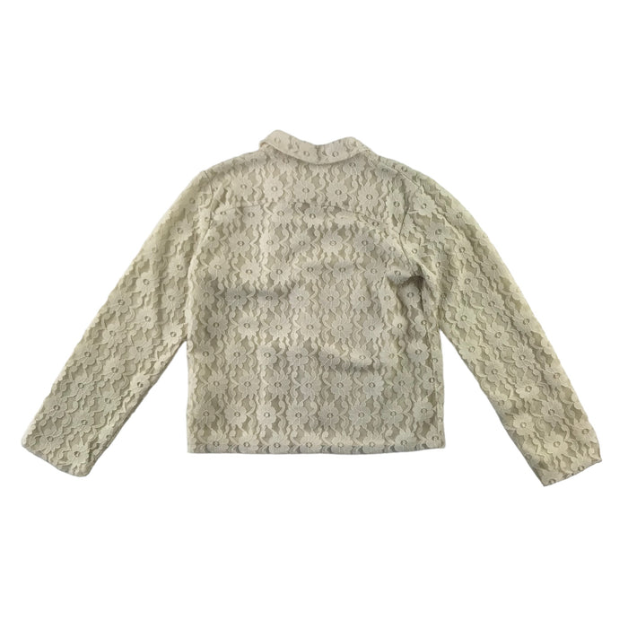 Tu 9-10 years white lace diagonal zipper blouse
