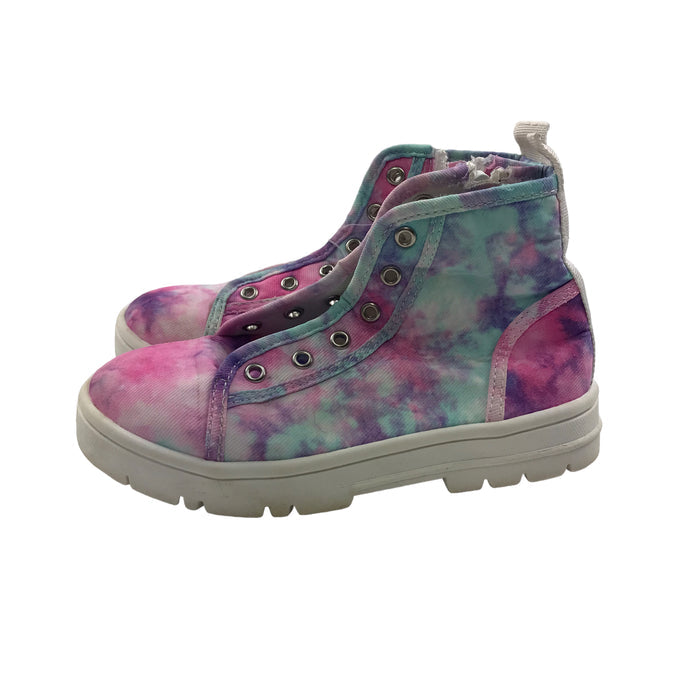 Tu size UK 10 (jr) pink blue tie dye high top trainers