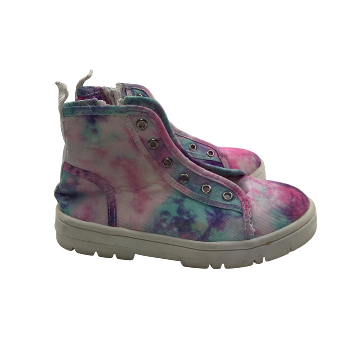 Tu size UK 10 (jr) pink blue tie dye high top trainers