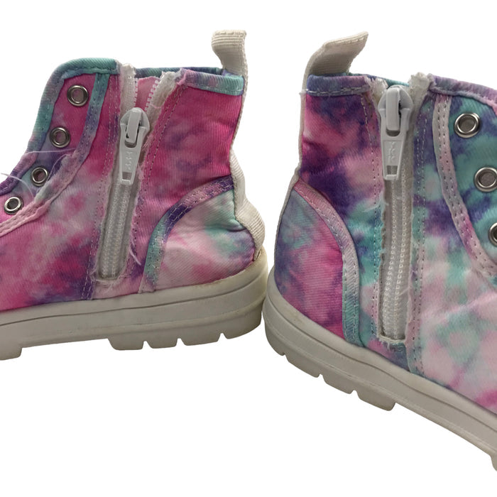 Tu size UK 10 (jr) pink blue tie dye high top trainers