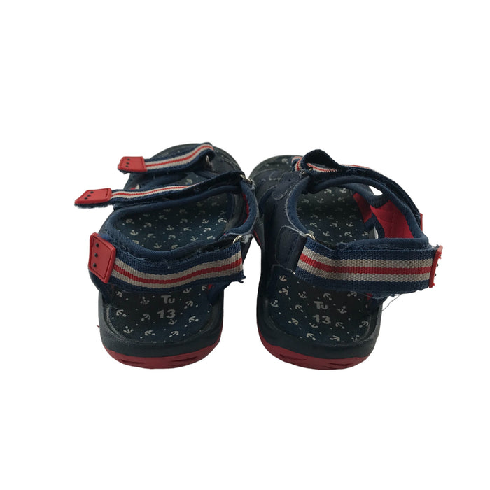 Tu size UK 13 (jr) navy and red nautical sandals