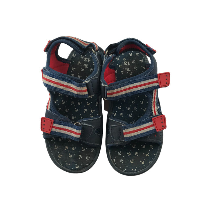 Tu size UK 13 (jr) navy and red nautical sandals