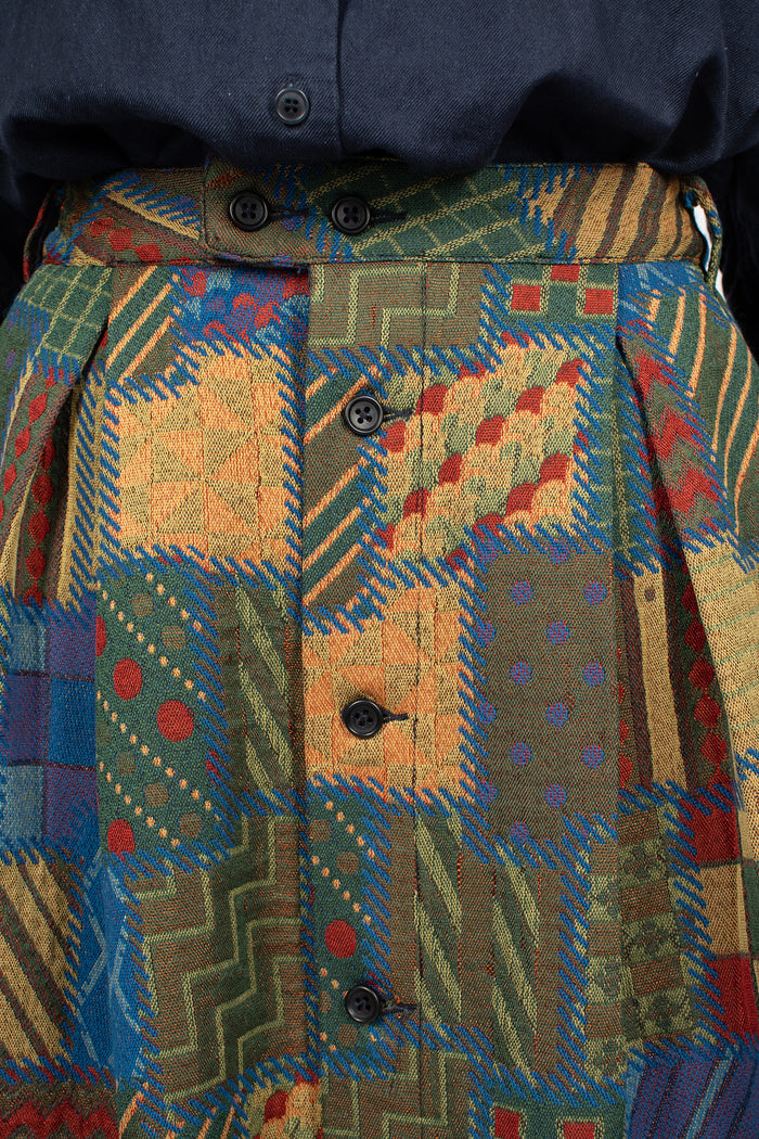 Tuck Skirt Multicolour Geometric Jacquard