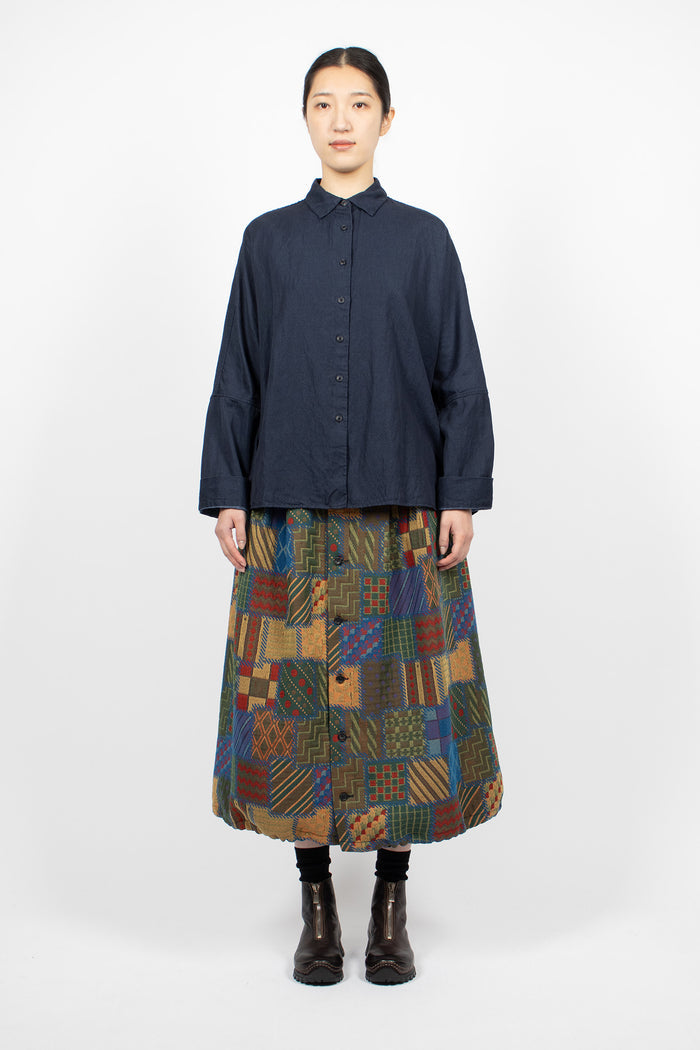 Tuck Skirt Multicolour Geometric Jacquard