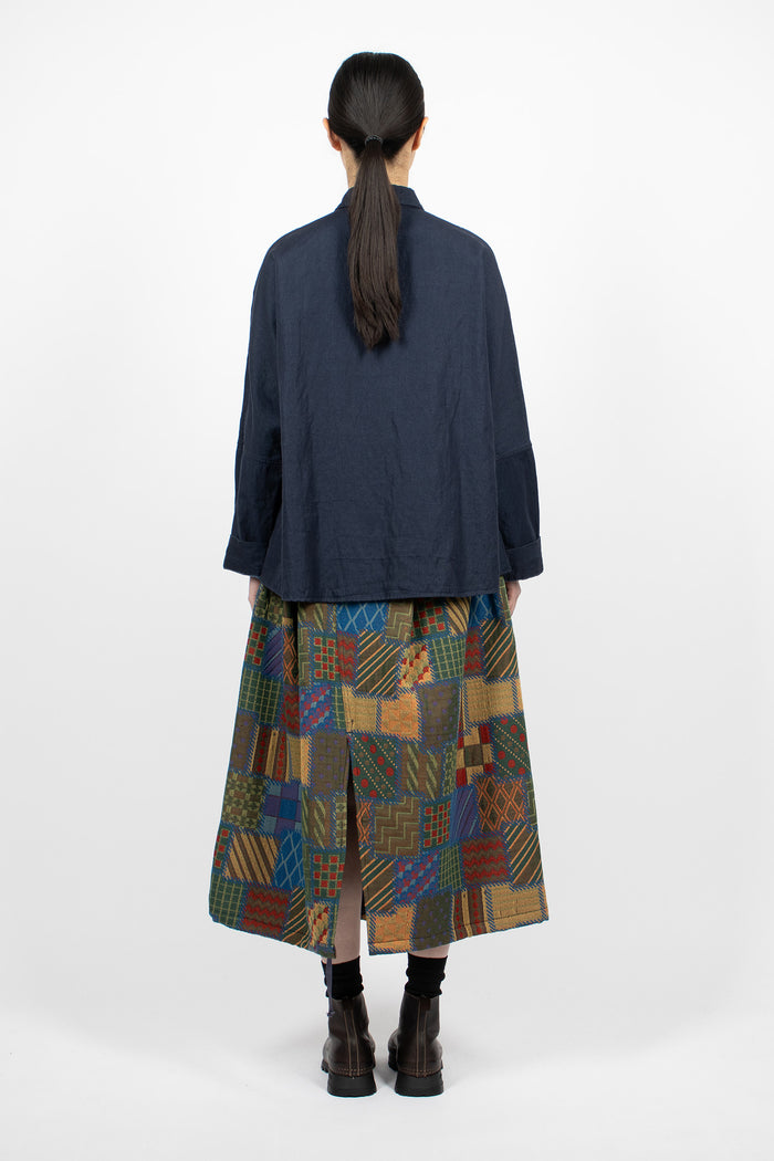 Tuck Skirt Multicolour Geometric Jacquard