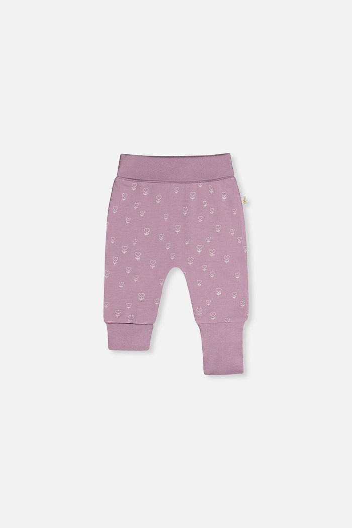 Deux par Deux baby girls 2-pack evolutive pants, lavender and beige floral, second view