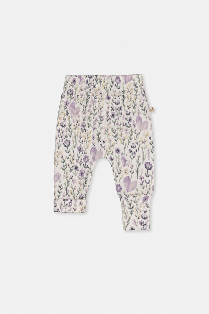 Deux par Deux baby girls 2-pack evolutive pants, lavender and beige floral, third view