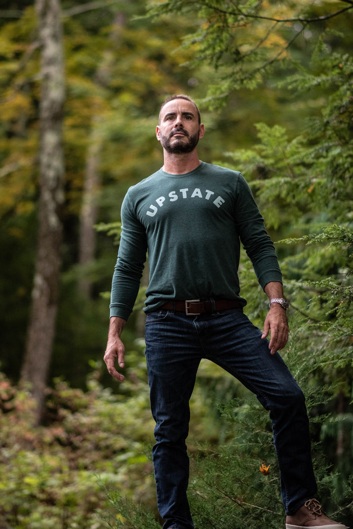 Upstate Arch Long Sleeve T - Heather Forest Green
