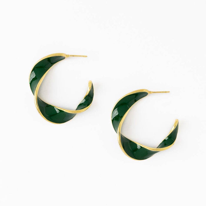 Vanessa Twisted Enamel Hoop Green