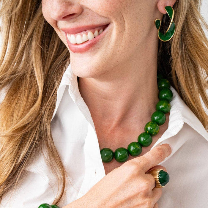 Vanessa Twisted Enamel Hoop Green