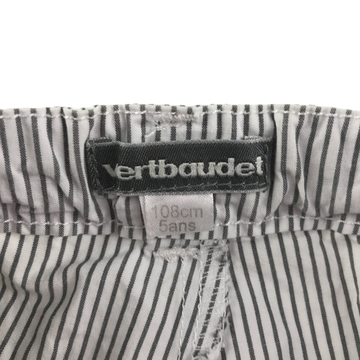 Vertbaudet 4-5 years white and grey striped chino style cotton shorts