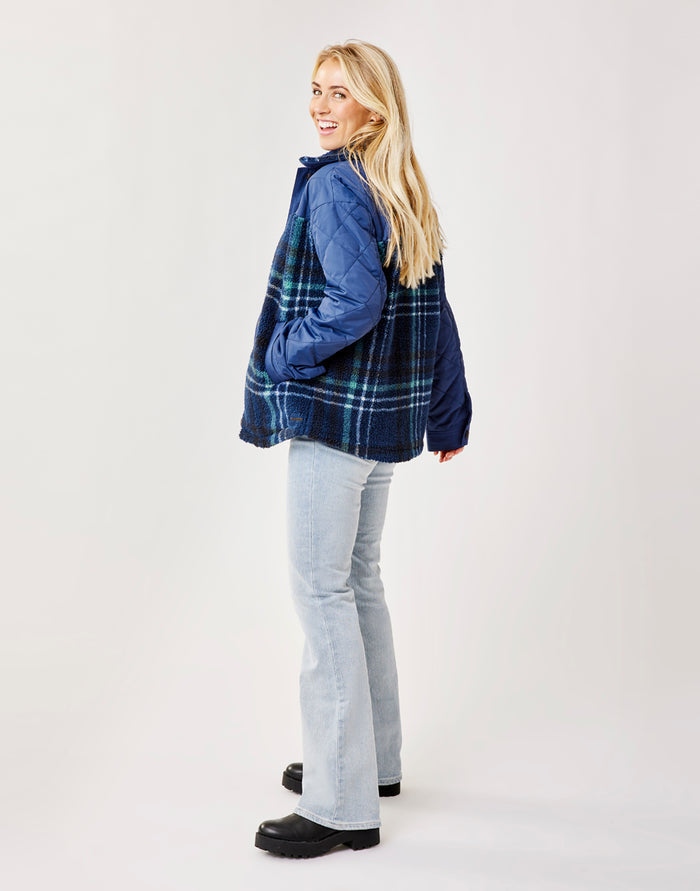 Vineyard Shacket: Dk. Blue Plaid - FINAL SALE