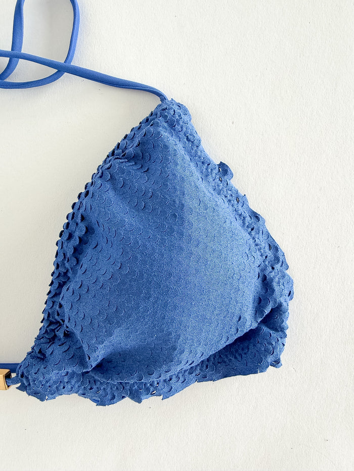 Vix Paula Hermanny Scales Ripple Tri Bikini Top In Blue