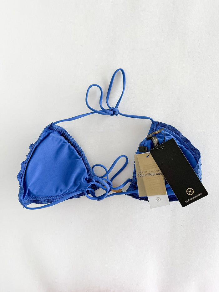 Vix Paula Hermanny Scales Ripple Tri Bikini Top In Blue