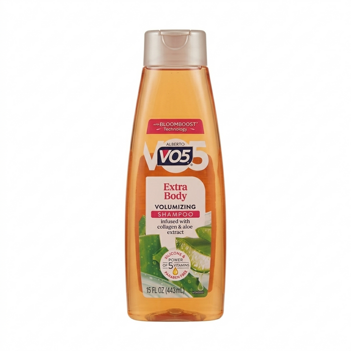 VO5 Extra Body volumizing shampoo bottle on a white background