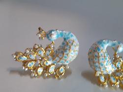 White & Black Peacock Earrings - NATASHAHS