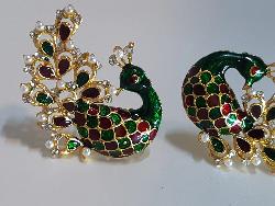 White & Black Peacock Earrings - NATASHAHS