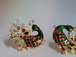 White & Blue Peacock Earrings - NATASHAHS