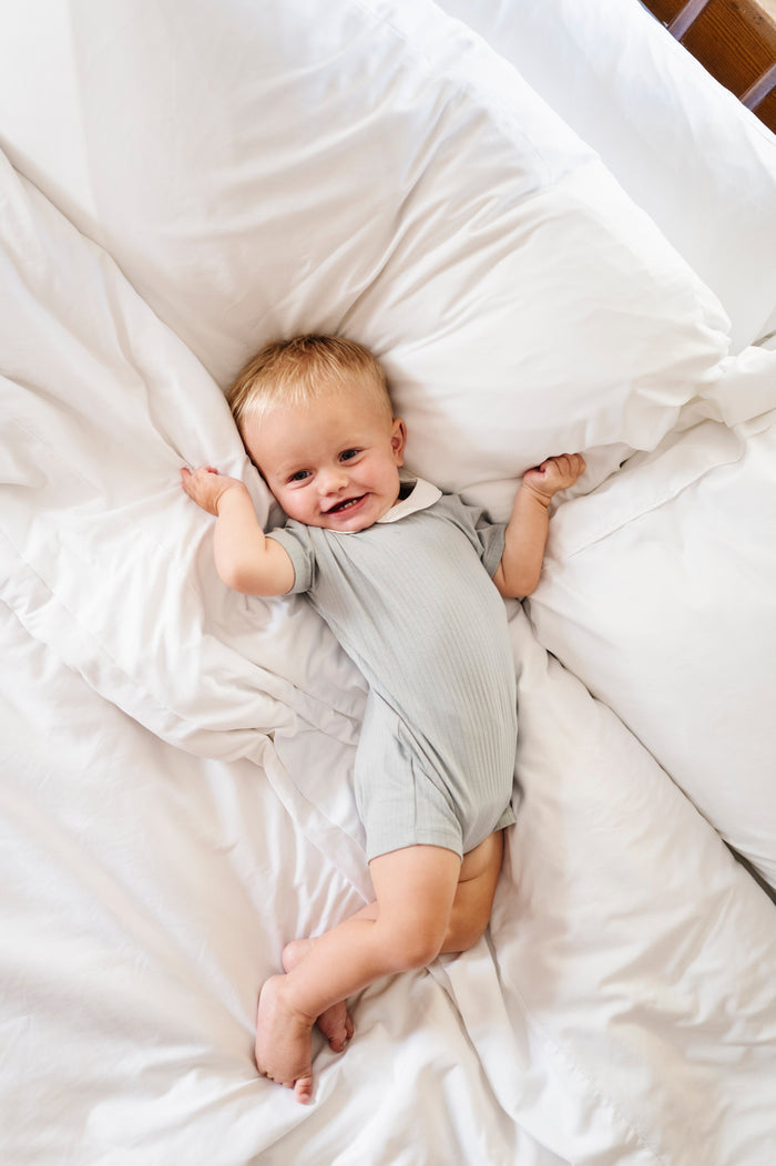 Wide Rib Cotton - Rosebud Collection- Boy Romper