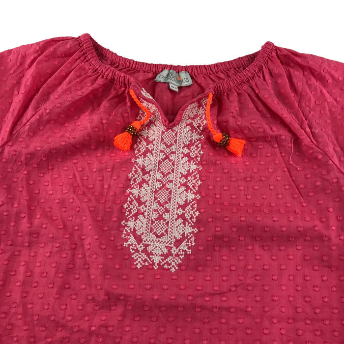Wild & Gorgeous 10-11 years pink textured orange drawstrings blouse