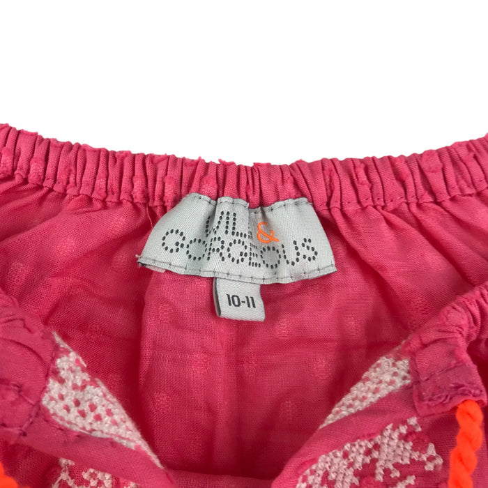 Wild & Gorgeous 10-11 years pink textured orange drawstrings blouse