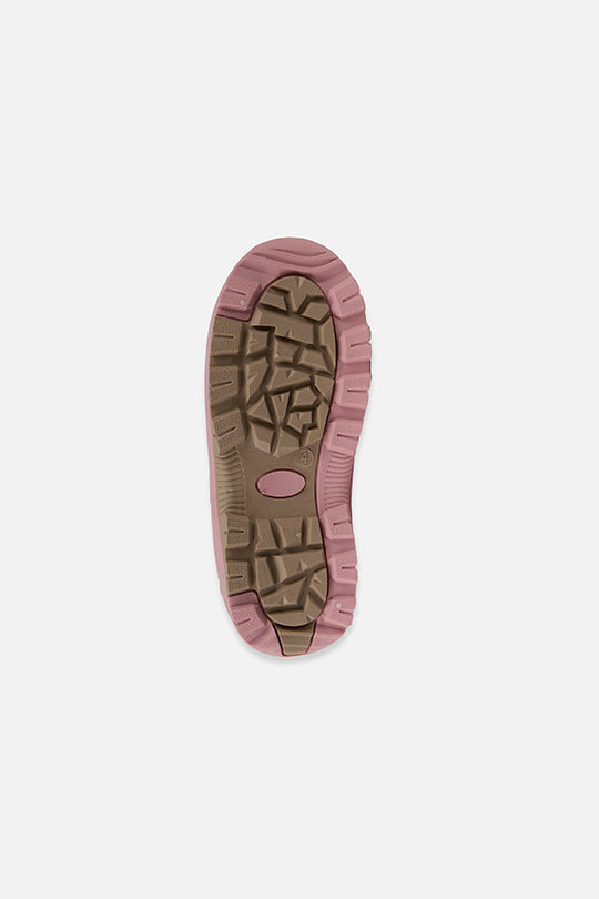 Deux par Deux kids' winter boots with removable liner, beige with pale dusty pink, treaded outsole