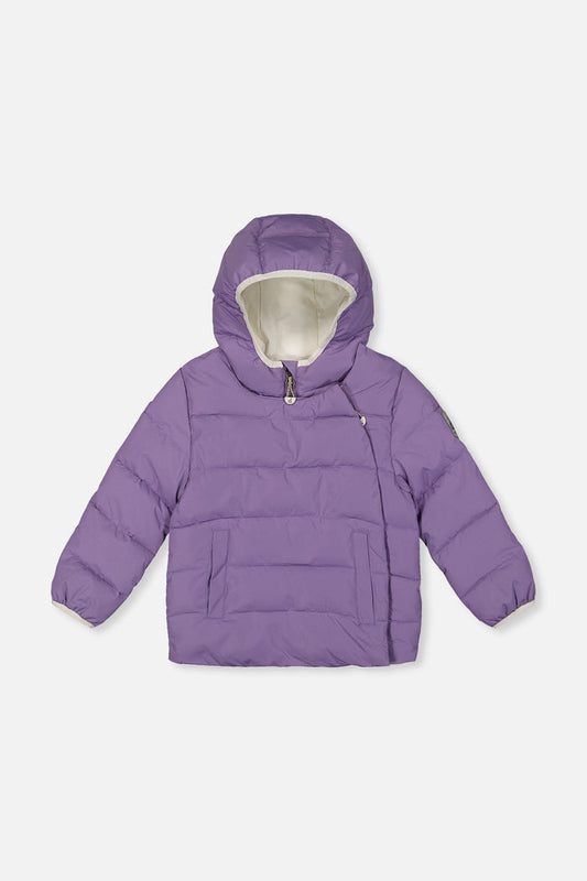 Deux par Deux winter jacket adapted for car seats, violet, front view