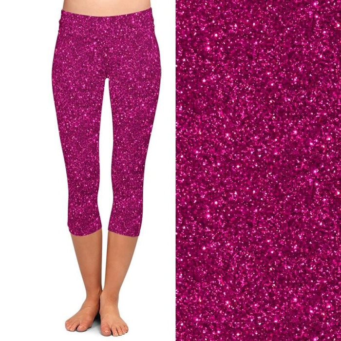 Womens 3D Glitter Look Galaxy Printed Capri Leggings