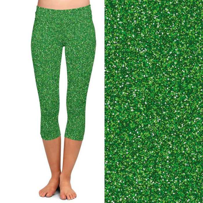 Womens 3D Glitter Look Galaxy Printed Capri Leggings