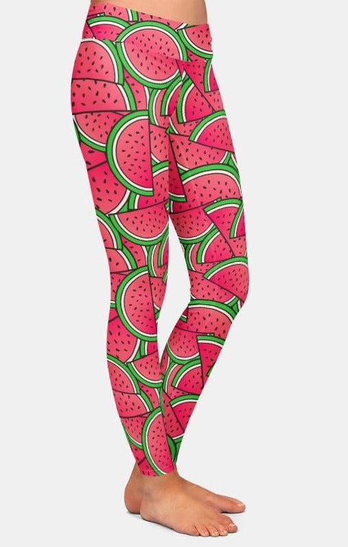 Womens AHH-MAZ-ING Summer 3D Watermelon Printed Leggings