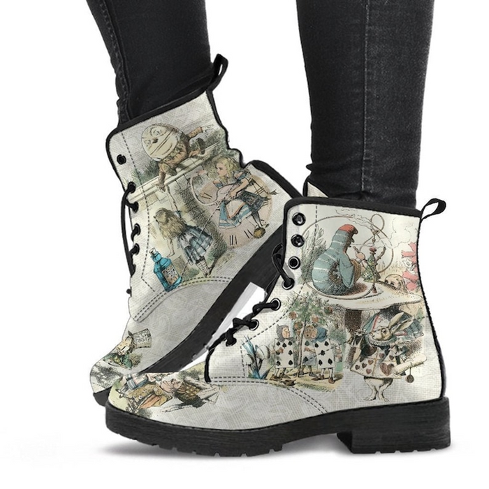 Womens Ankle AIW White Low Heel Boots