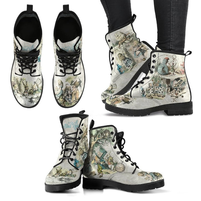 Womens Ankle AIW White Low Heel Boots