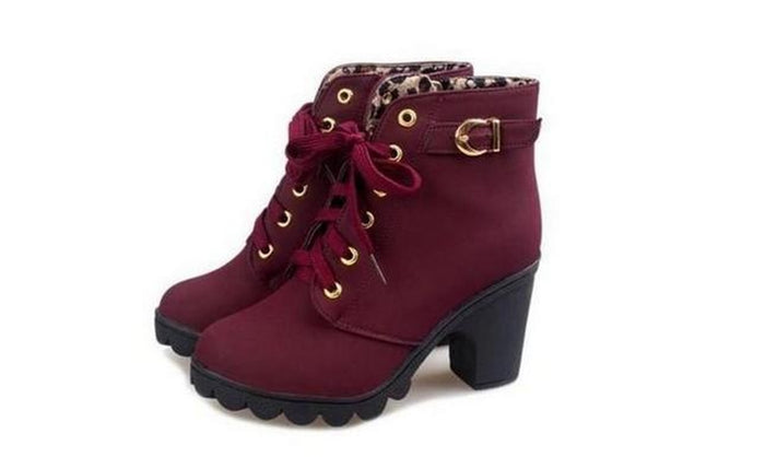 Womens Autumn/Winter Fashion Lace-Up Boots With Thick Sole