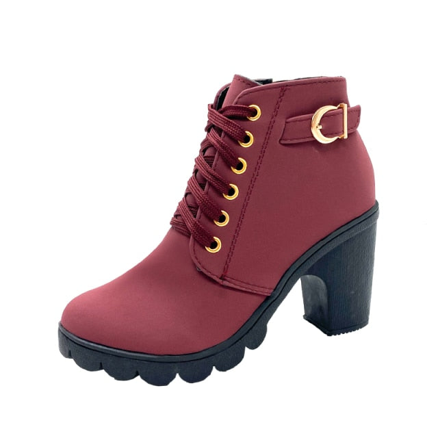 Womens Autumn/Winter Fashion Lace-Up Boots With Thick Sole