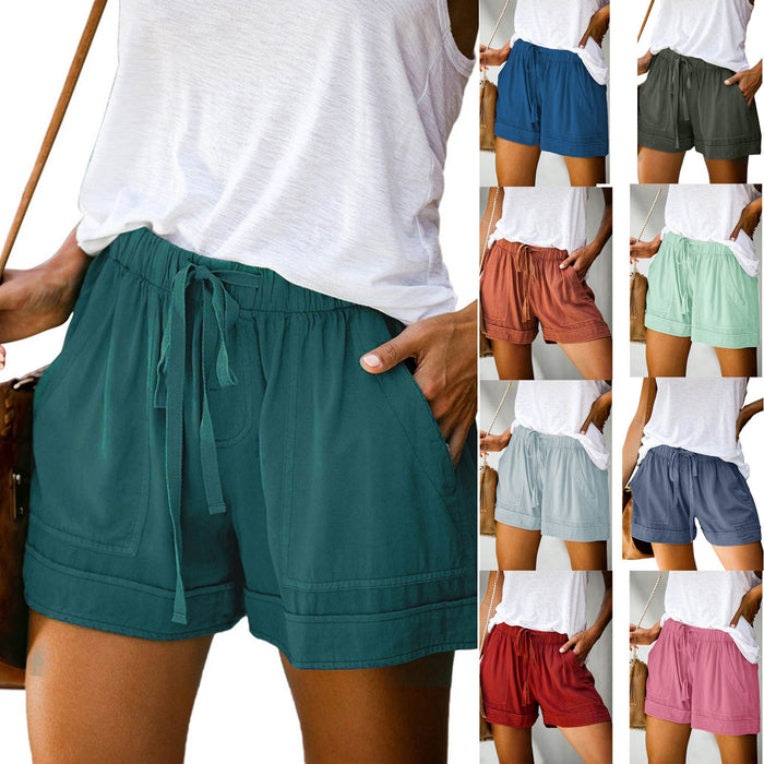 Womens Comfy Drawstring Casual Shorts With Pockets