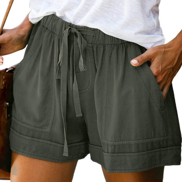 Womens Comfy Drawstring Casual Shorts With Pockets