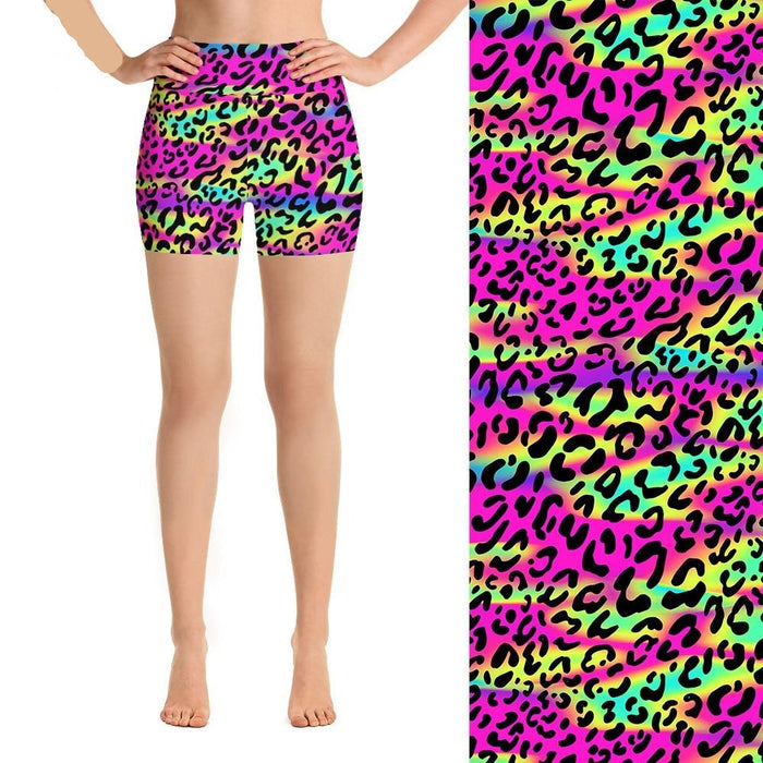 Womens Cute Rainbow Leopard Shorts