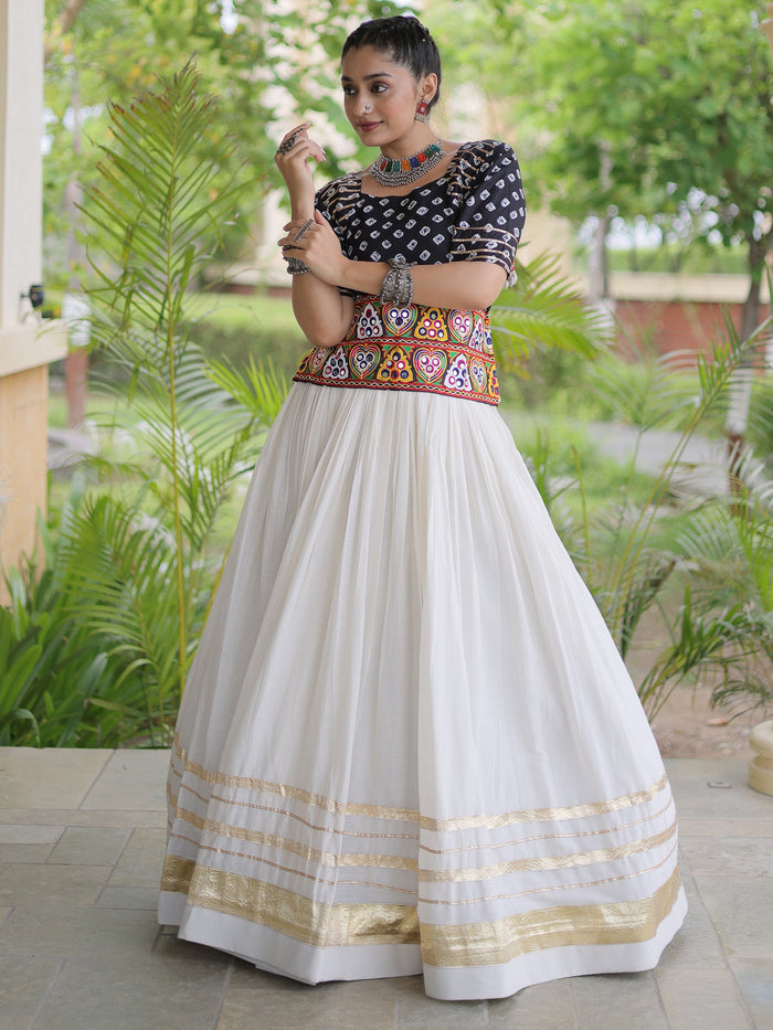 Wonderful Black Gota Laced Cotton Navratri Special Lehenga Choli